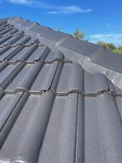 A roof after being cleaned and then treated.